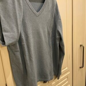 Classic V-Neck Sweater in Soft Blue
